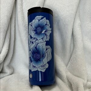 Starbucks Siren Blue Floral Insulated 16oz Tumbler Rare Boho Chic Floral
